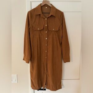 Brown Corduroy Shirt Dress